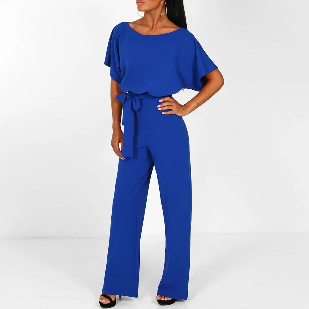 Clarissa | Elegant Belted Women's Jumpsuit - Black