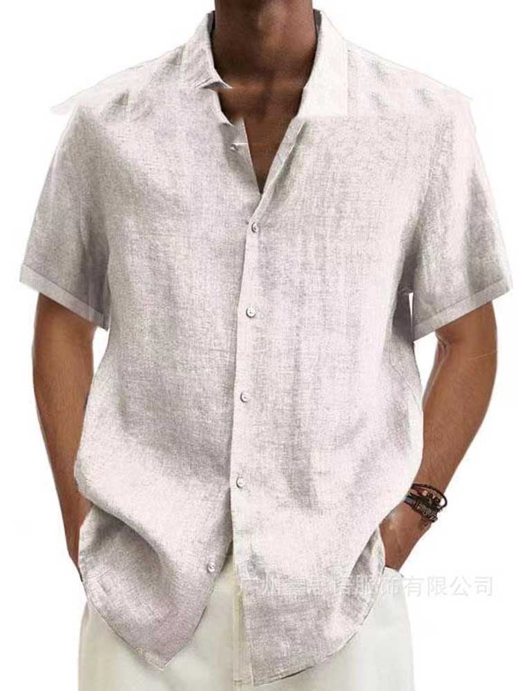 Hermod | Casual Short Sleeve Shirt - Blue Cotton