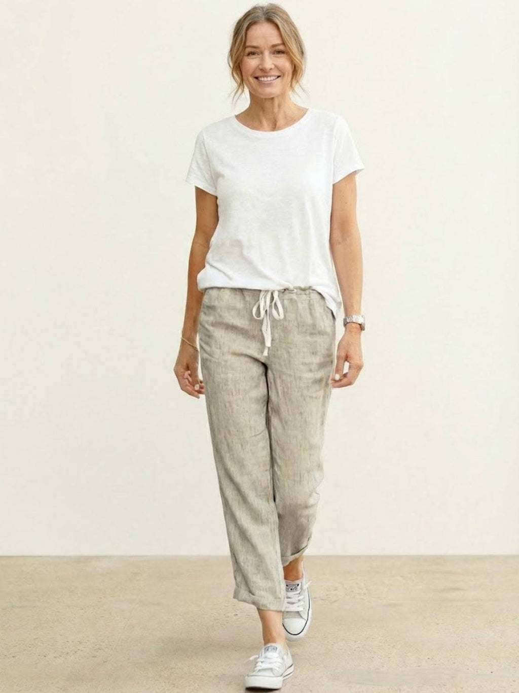 Isabella | Casual Slim Fit Trousers - Black Cotton