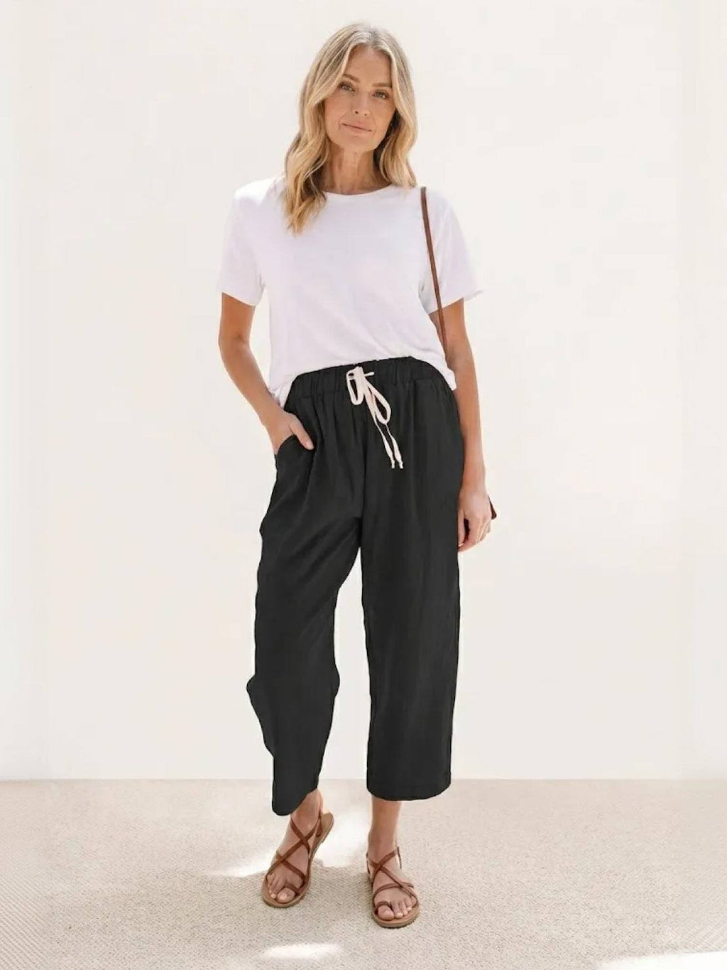 Isabella | Casual Slim Fit Trousers - Black Cotton