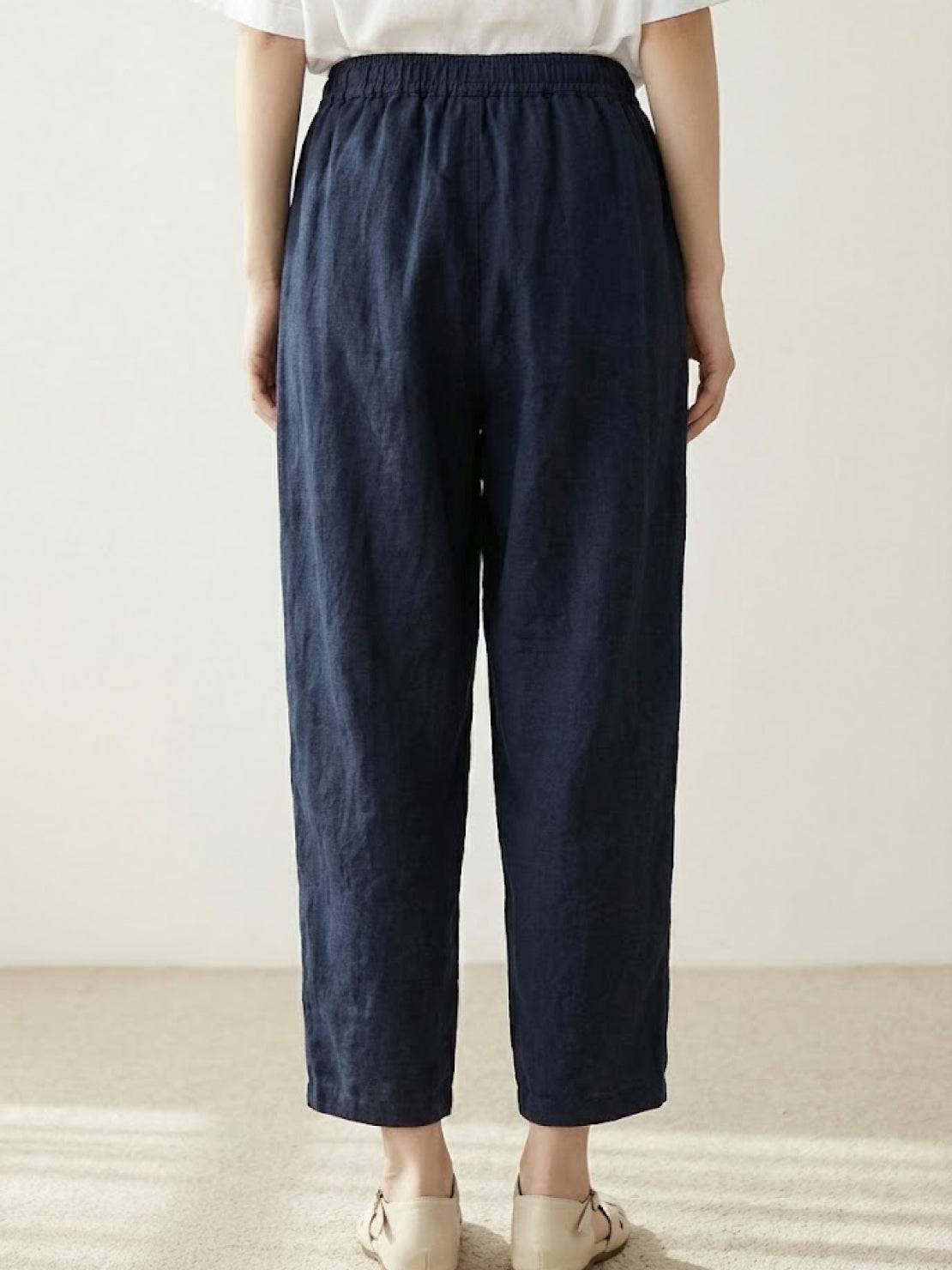 Isabella | Casual Slim Fit Trousers - Black Cotton