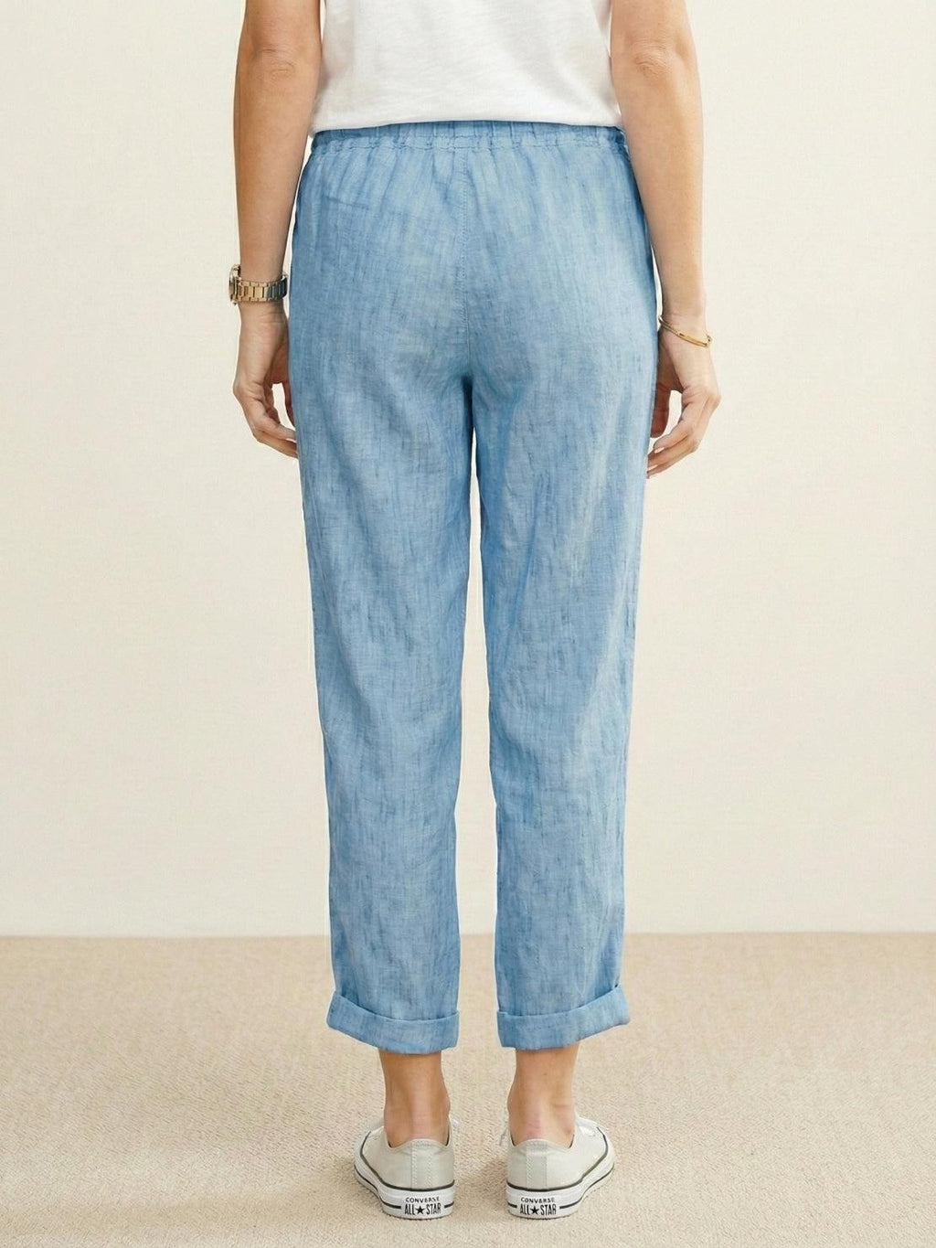 Isabella | Casual Slim Fit Trousers - Black Cotton