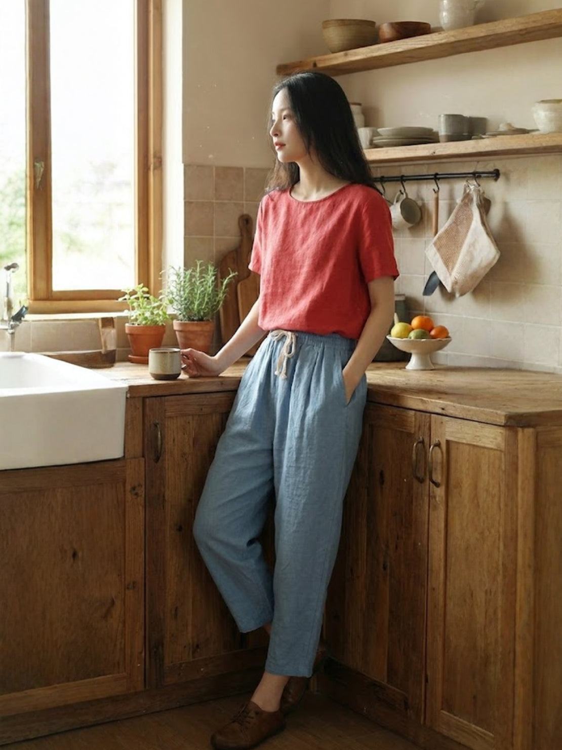 Isabella | Casual Slim Fit Trousers - Black Cotton