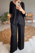 Donna | Women’s Chiffon Two-Piece Wide-Leg Set