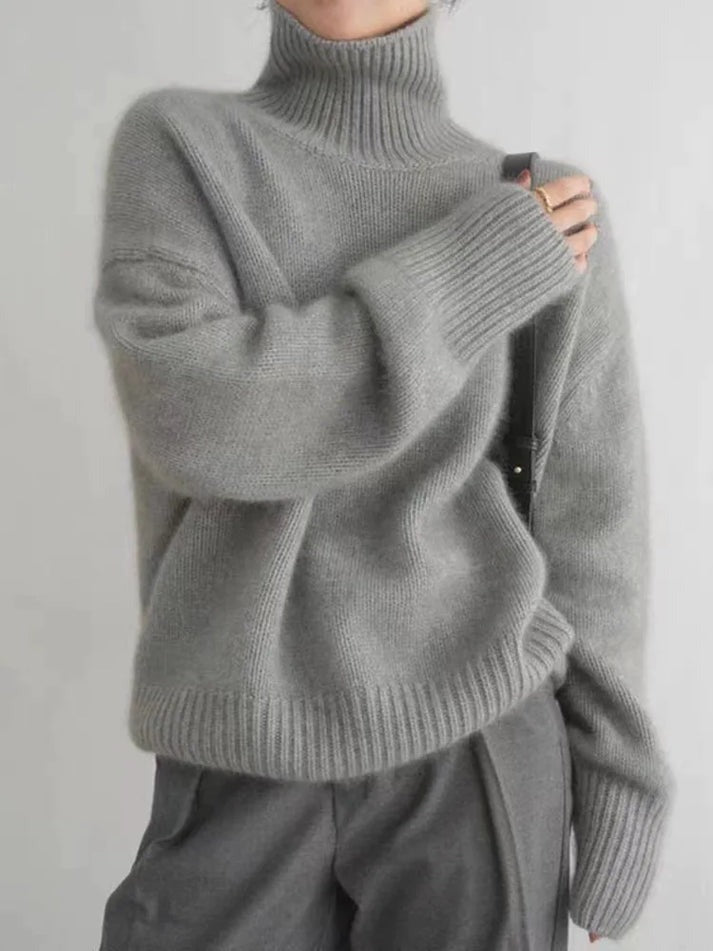 Joline | Cashmere Sweater with Turtleneck - Grey