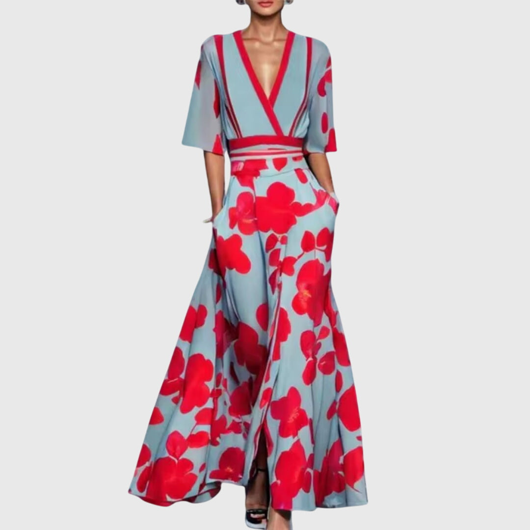 Candice | Spring Dress - Floral Print Cotton Blend