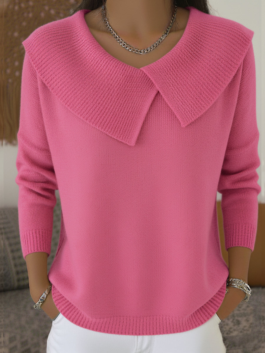 Claire | Women’s V Neck Oversized Collar Sweater