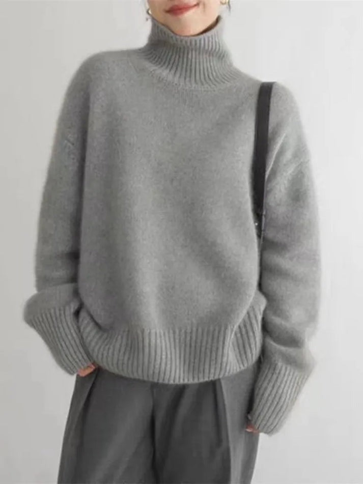Joline | Cashmere Sweater with Turtleneck - Grey