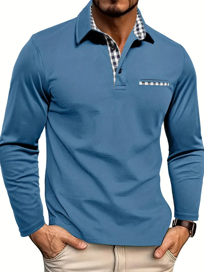Chris | Long Sleeve Polo Shirt - Winter - Navy Cotton