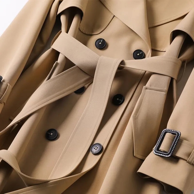Amira | Classic Trench Coat with Belt - Winter - Beige
