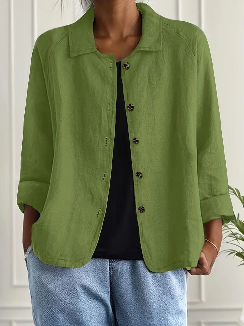 Chloe | Casual Jacket Lightweight Button Front - Light Blue
