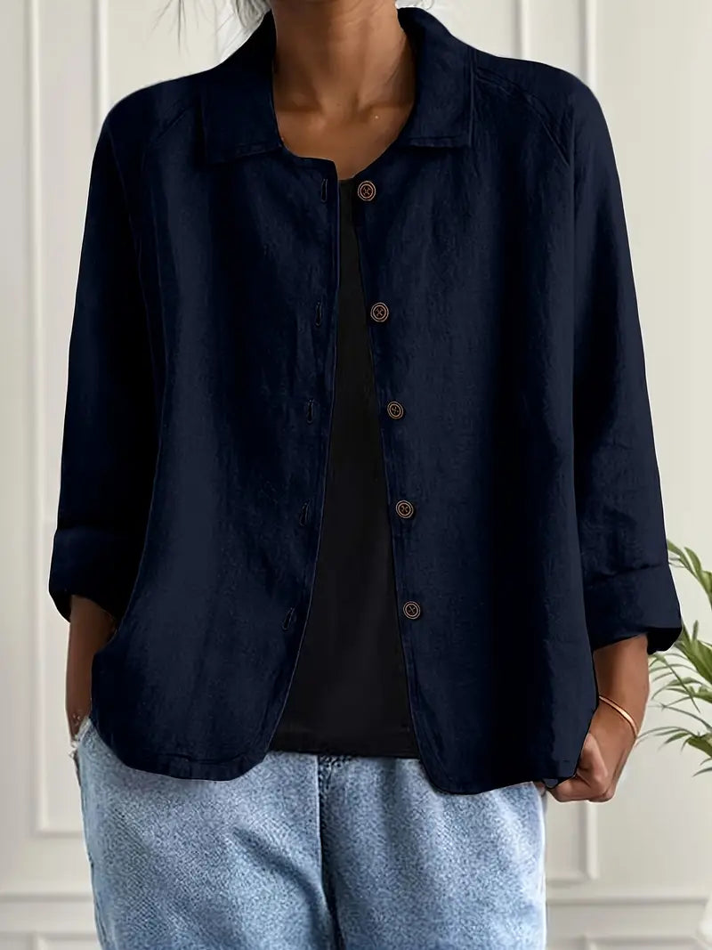Chloe | Casual Jacket Lightweight Button Front - Light Blue