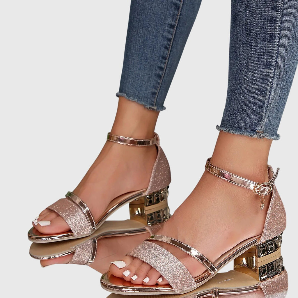 Alison | Orthopedic Heeled Sandals - Black Leather