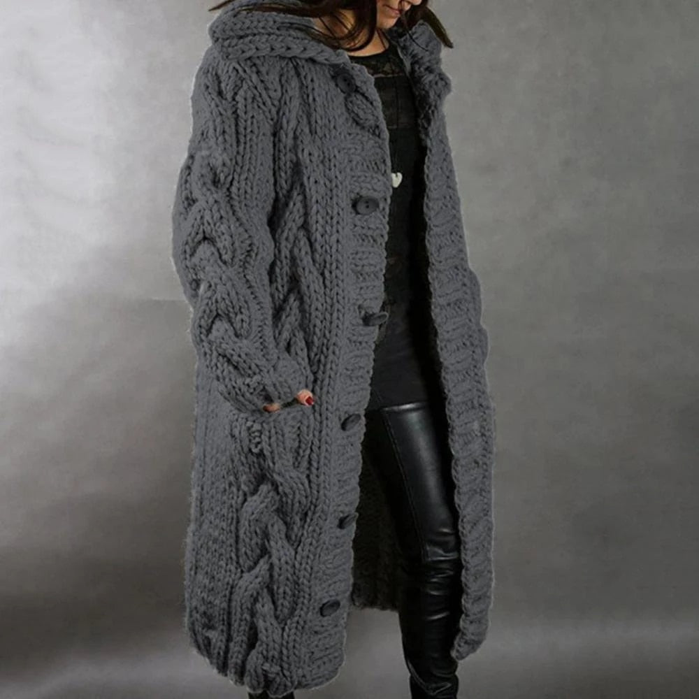 Diana | Oversized Cable Knit Cardigan - Cream