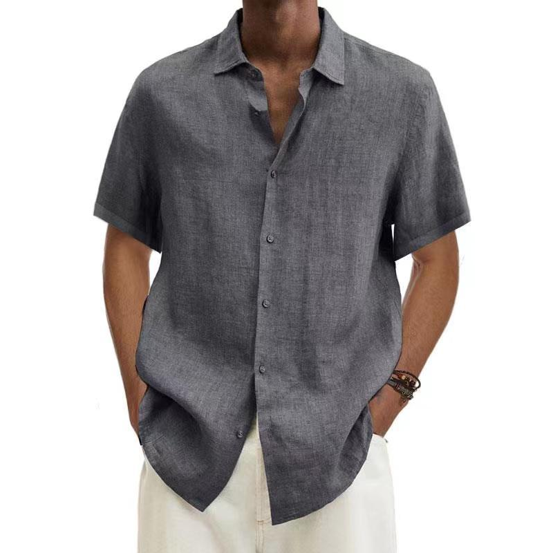 Hermod | Casual Short Sleeve Shirt - Blue Cotton