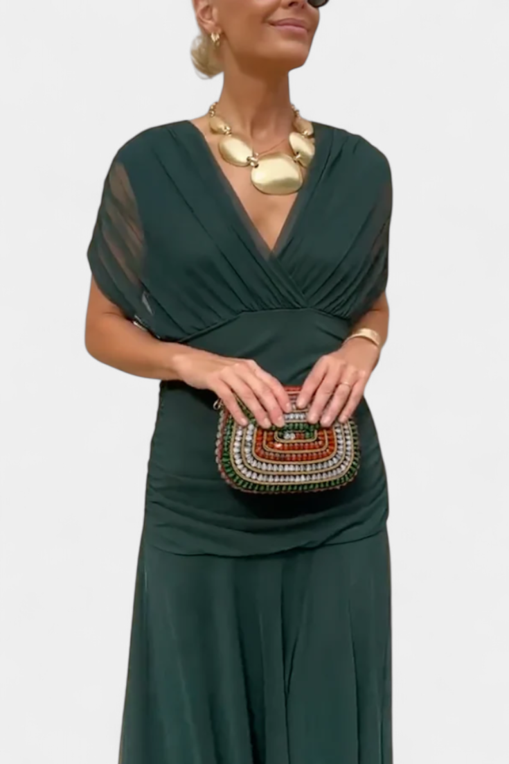Lowenna | Elegant Dress - Black Silk Midi