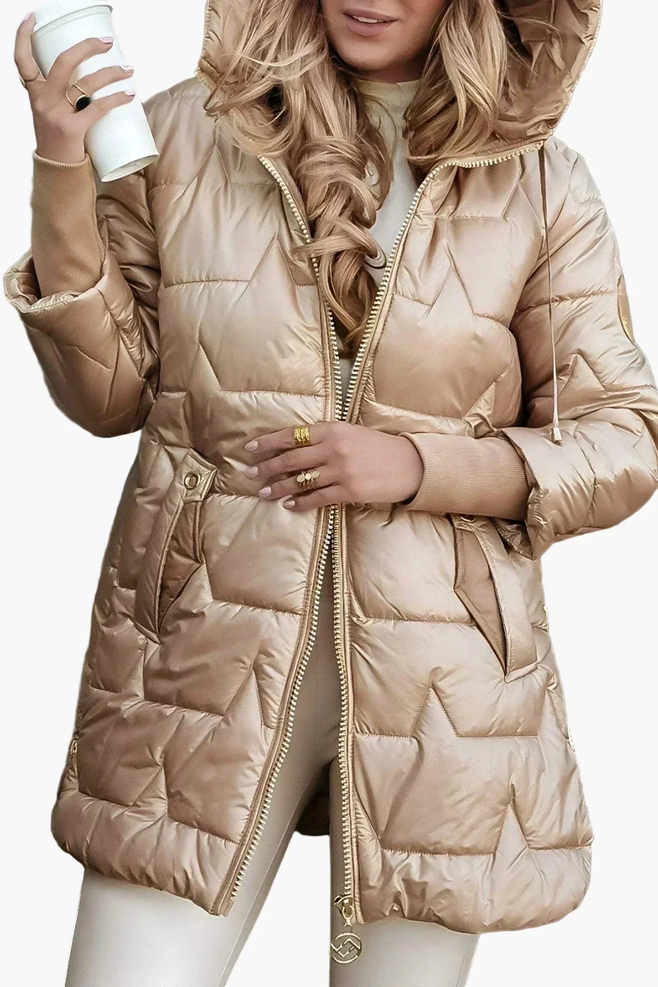 Anna | Women’s Elegant Warm Hooded Long Puffer Coat