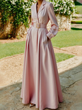 Lauren | Maxi Dress Belted - Navy Blue Cotton