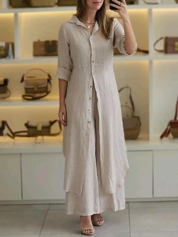 Mathilda | Linen Two Piece Set - Beige
