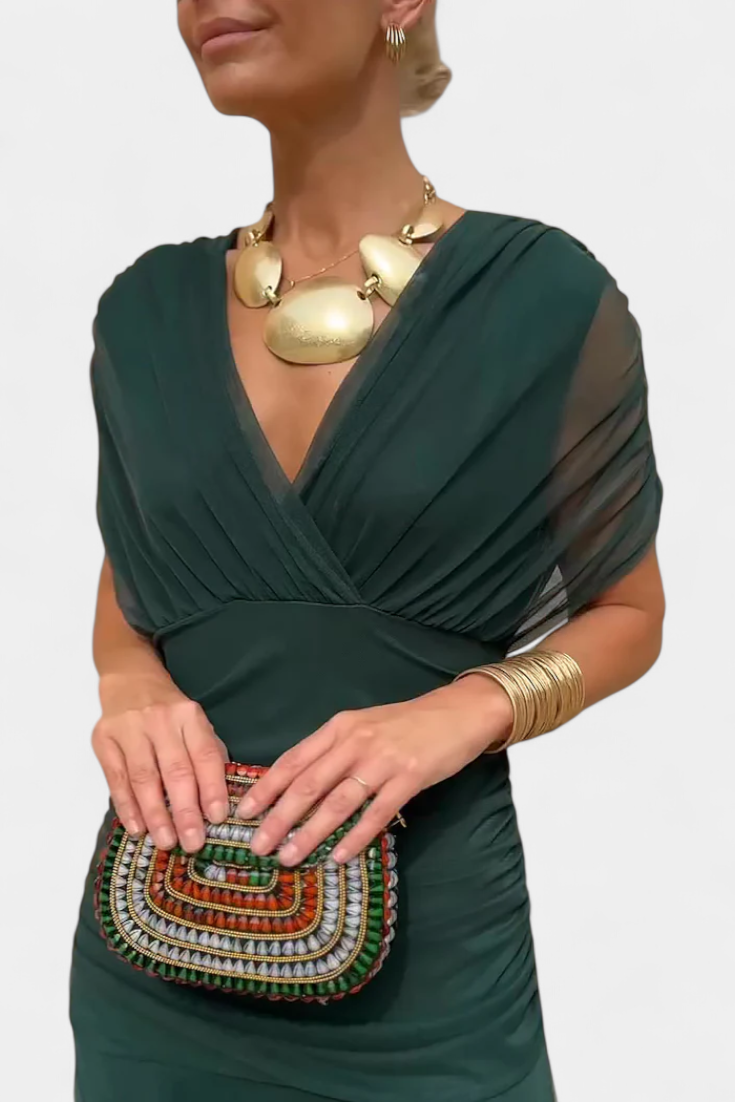 Lowenna | Elegant Dress - Black Silk Midi