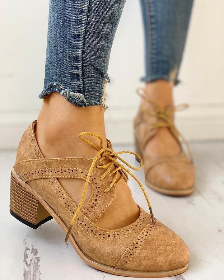 Paige | Women’s Heeled Lace-Up T-Strap Shoes