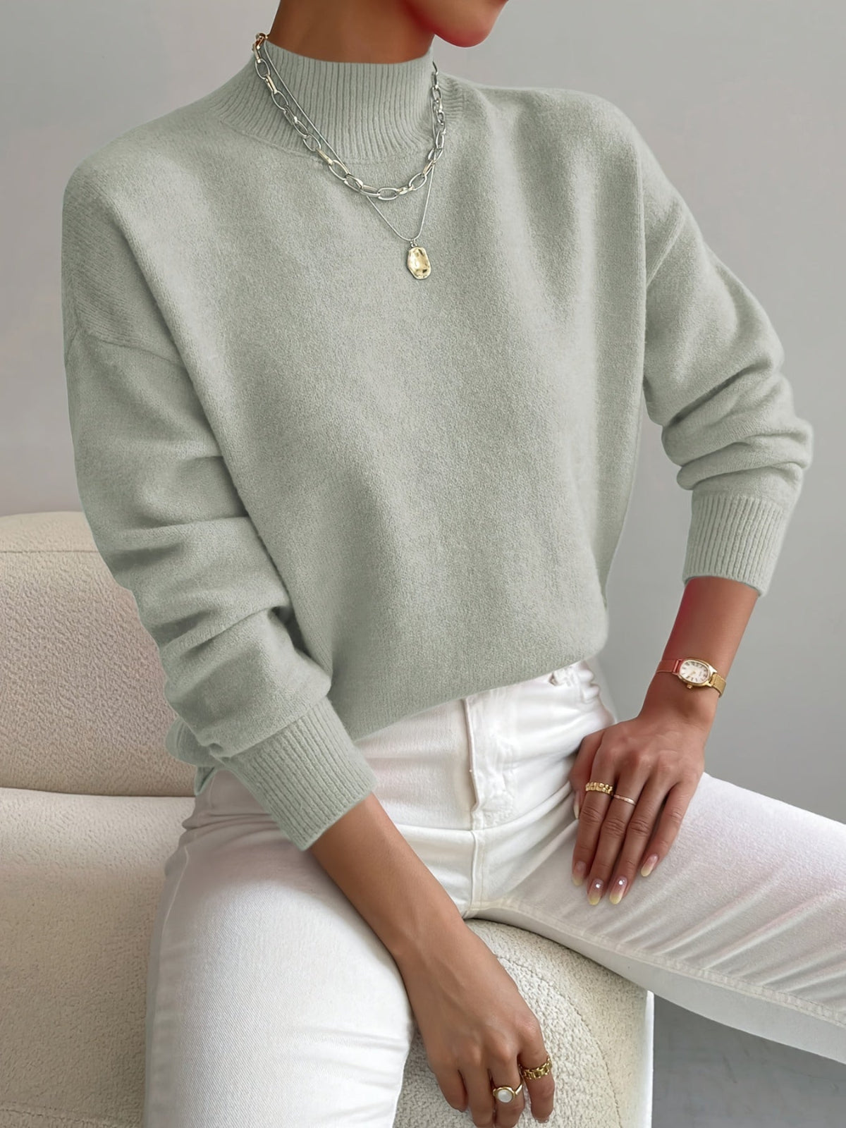 Faith | Women’s Spring Comfortable Mock Neck Sweater