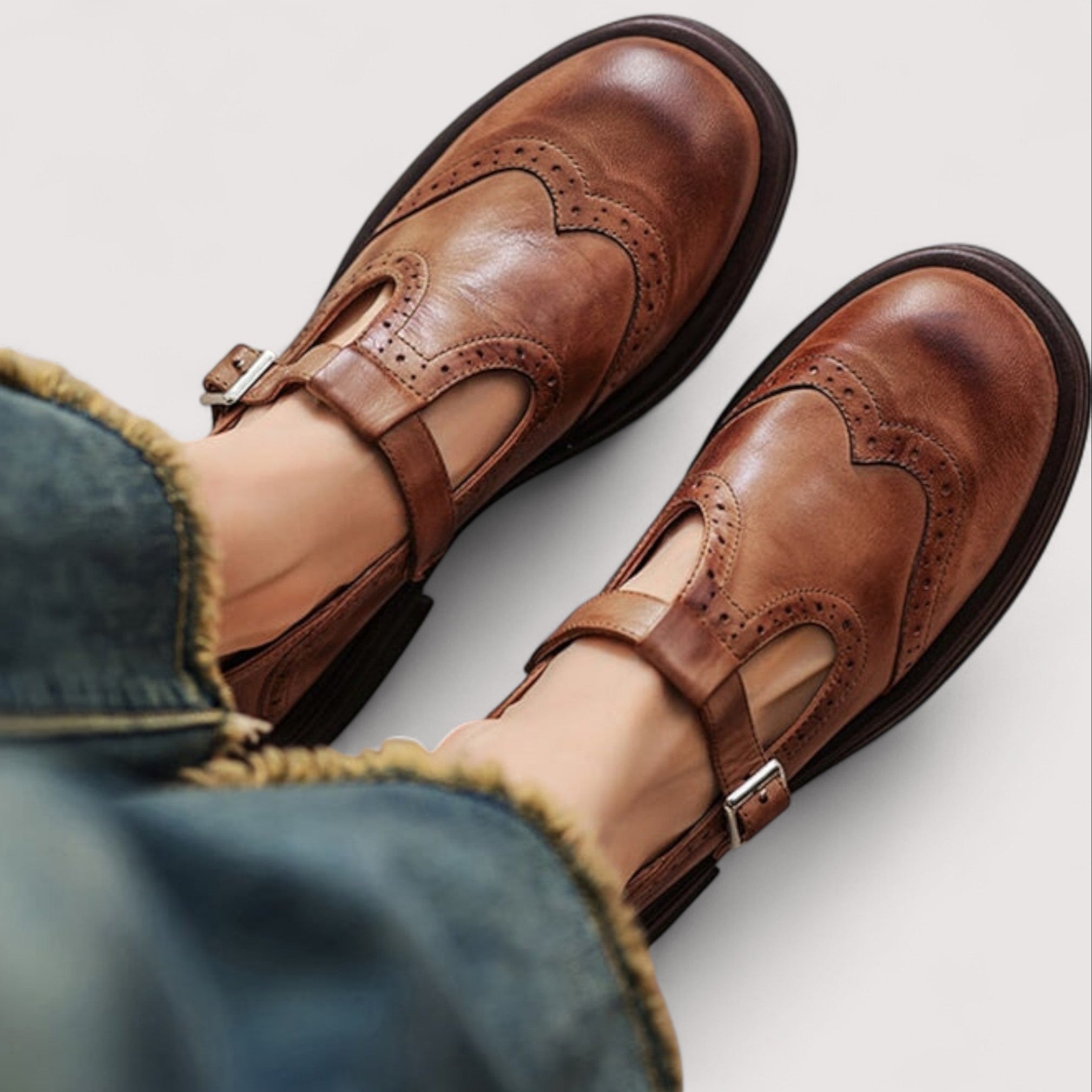 Louisa | Leather Mary Jane Shoes - Black