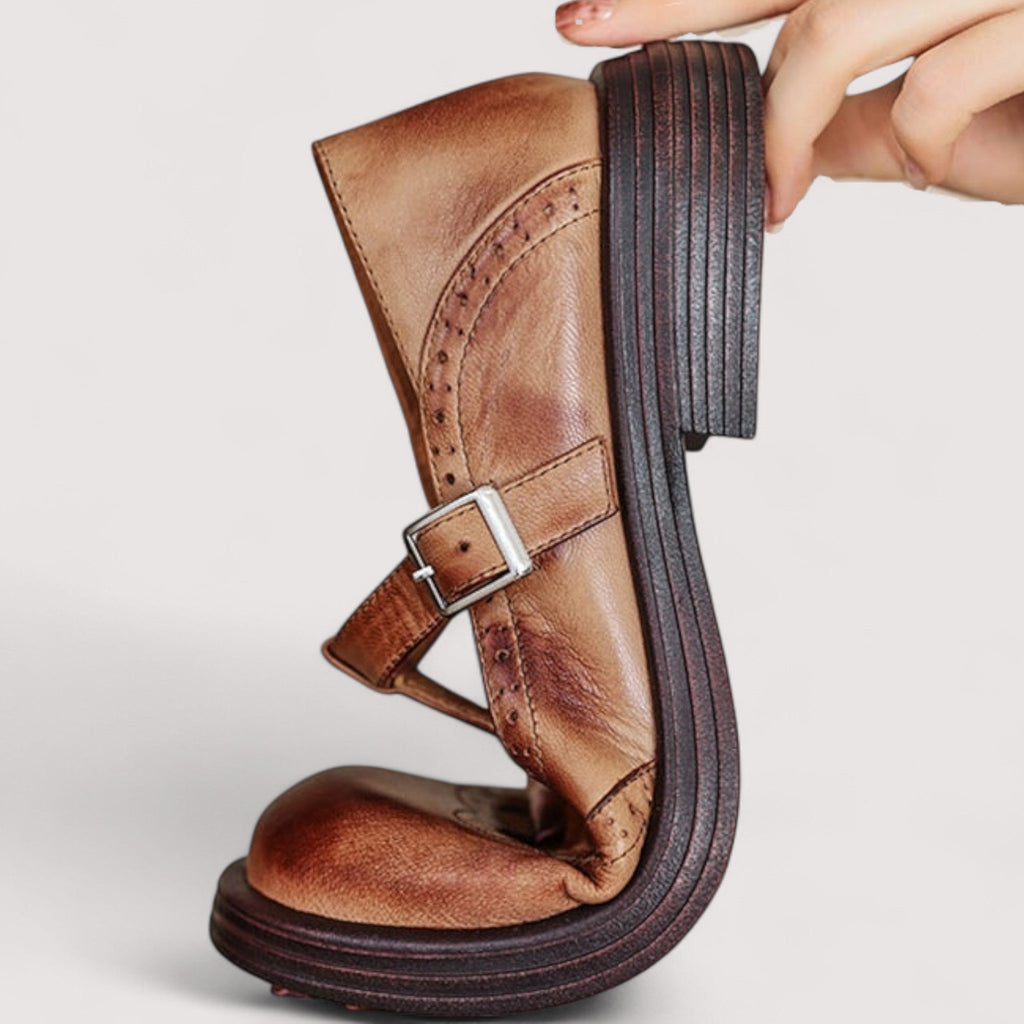 Louisa | Leather Mary Jane Shoes - Black