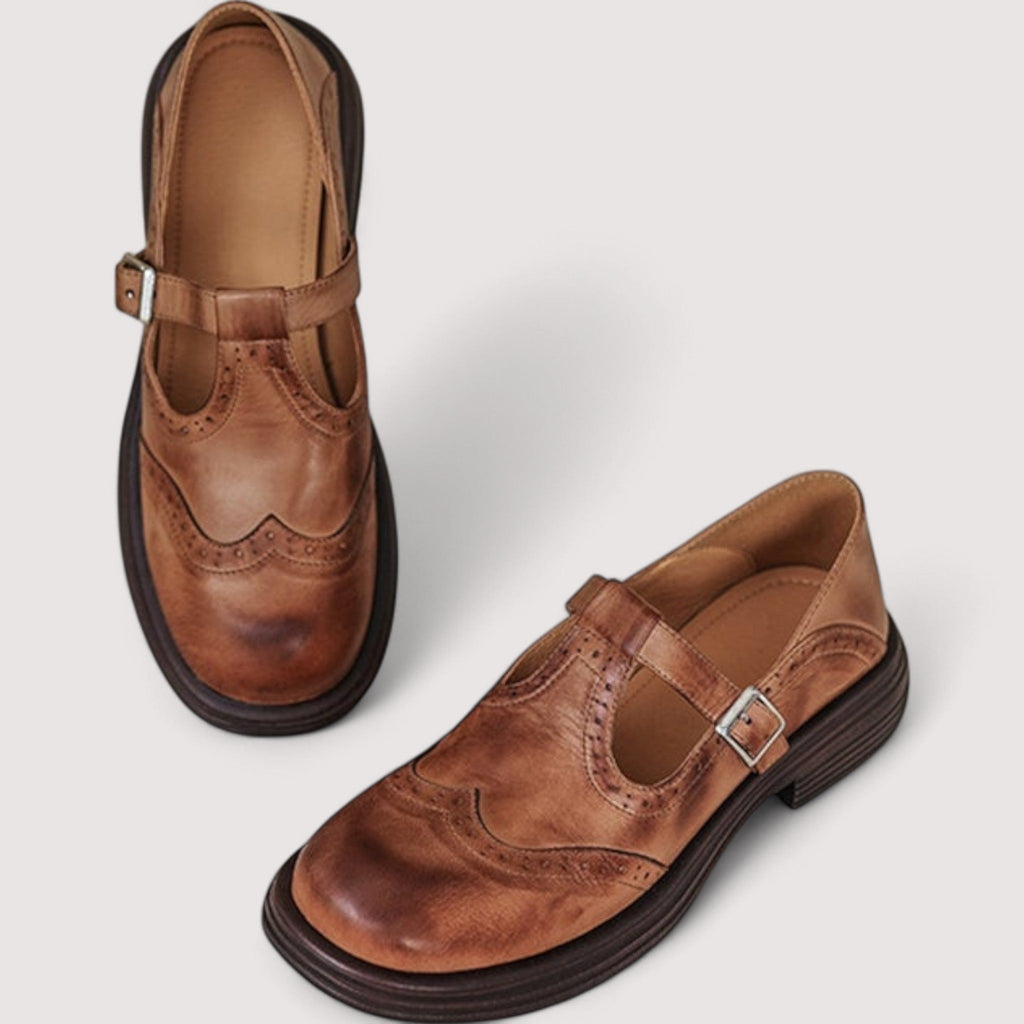Louisa | Leather Mary Jane Shoes - Black