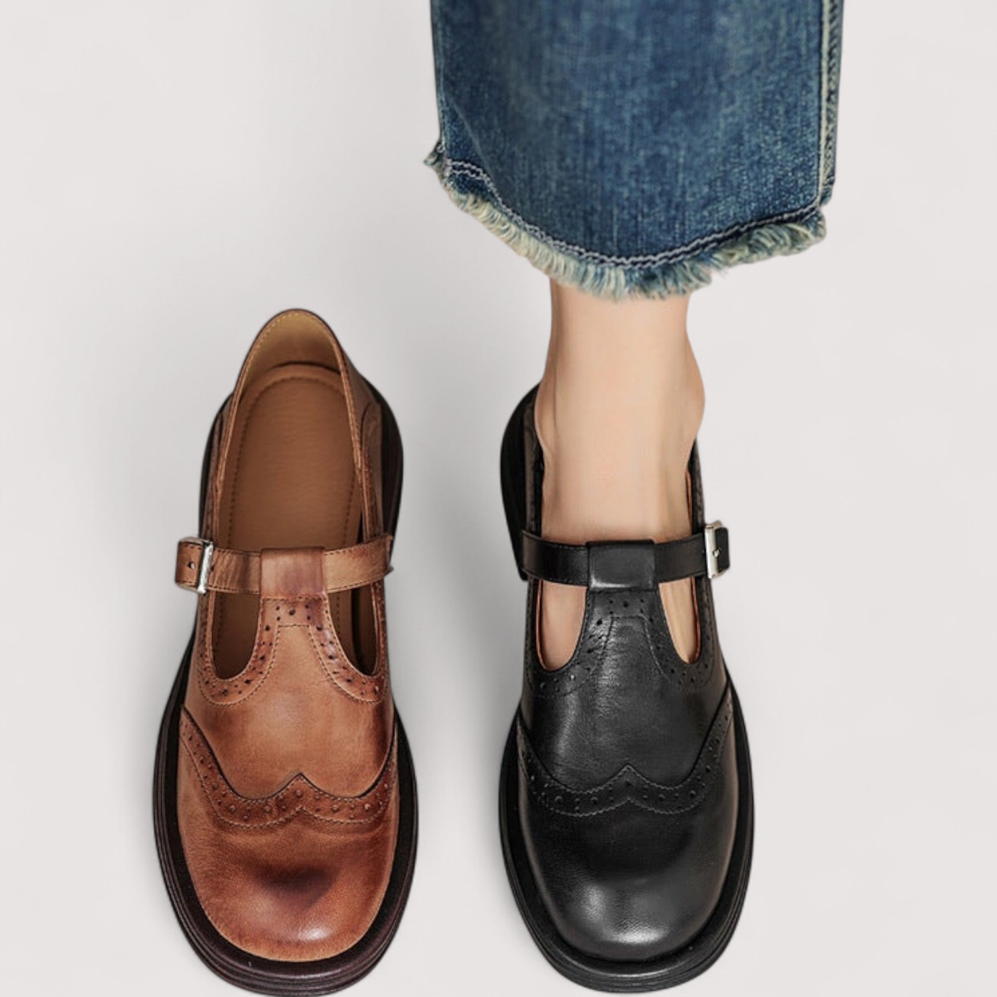 Louisa | Leather Mary Jane Shoes - Black