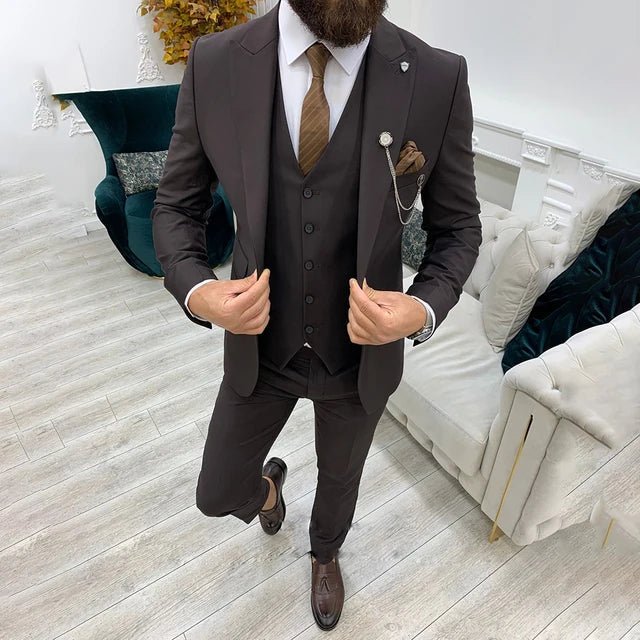 James | Men's Three-Piece Suit - Notch Lapel Wool Blend Navy