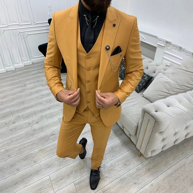 James | Men's Three-Piece Suit - Notch Lapel Wool Blend Navy