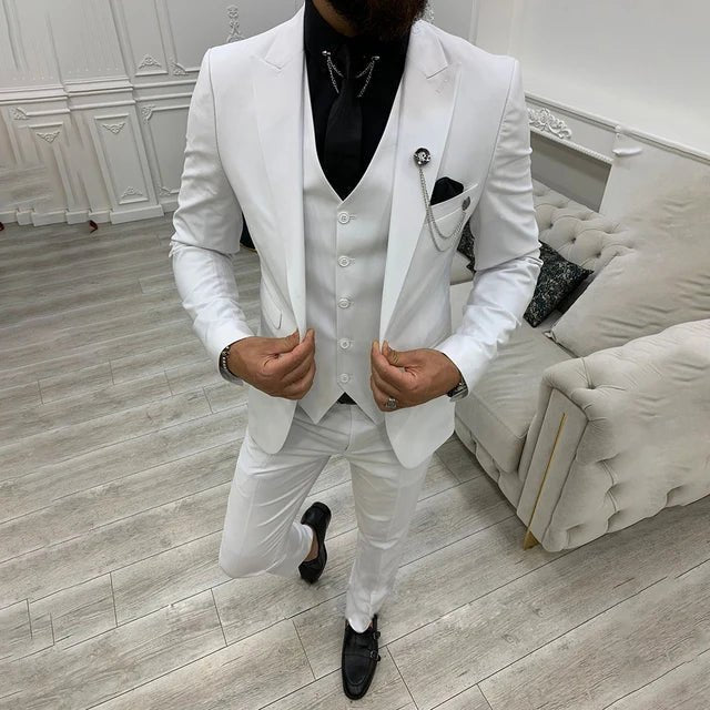 Jackson | Men's Three-Piece Suit Set - Single-Breasted Notch-Lapel - Navy Wool