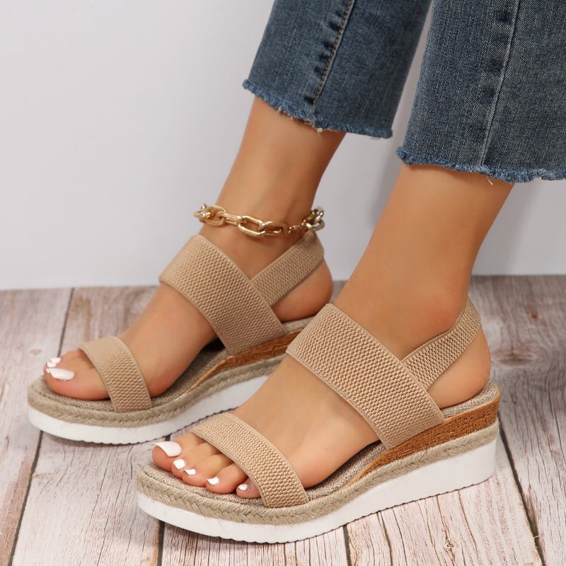 Melyora | Orthopedic Platform Sandals - Beige Leather