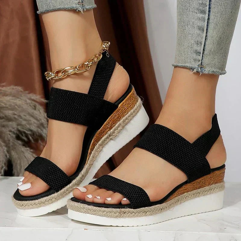 Melyora | Orthopedic Platform Sandals - Beige Leather