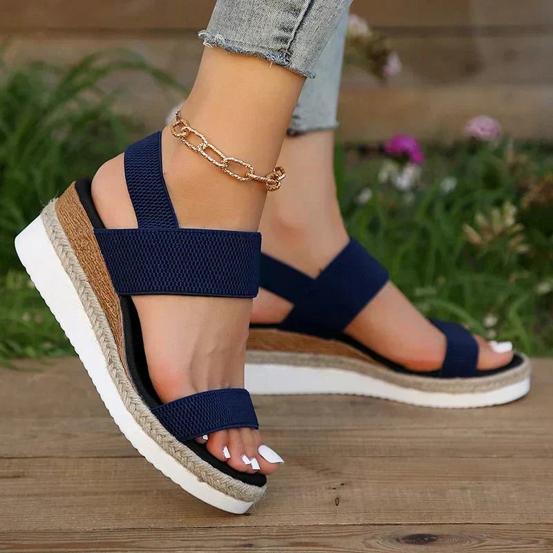Melyora | Orthopedic Platform Sandals - Beige Leather
