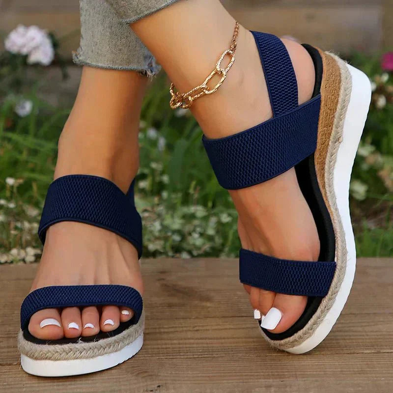 Melyora | Orthopedic Platform Sandals - Beige Leather