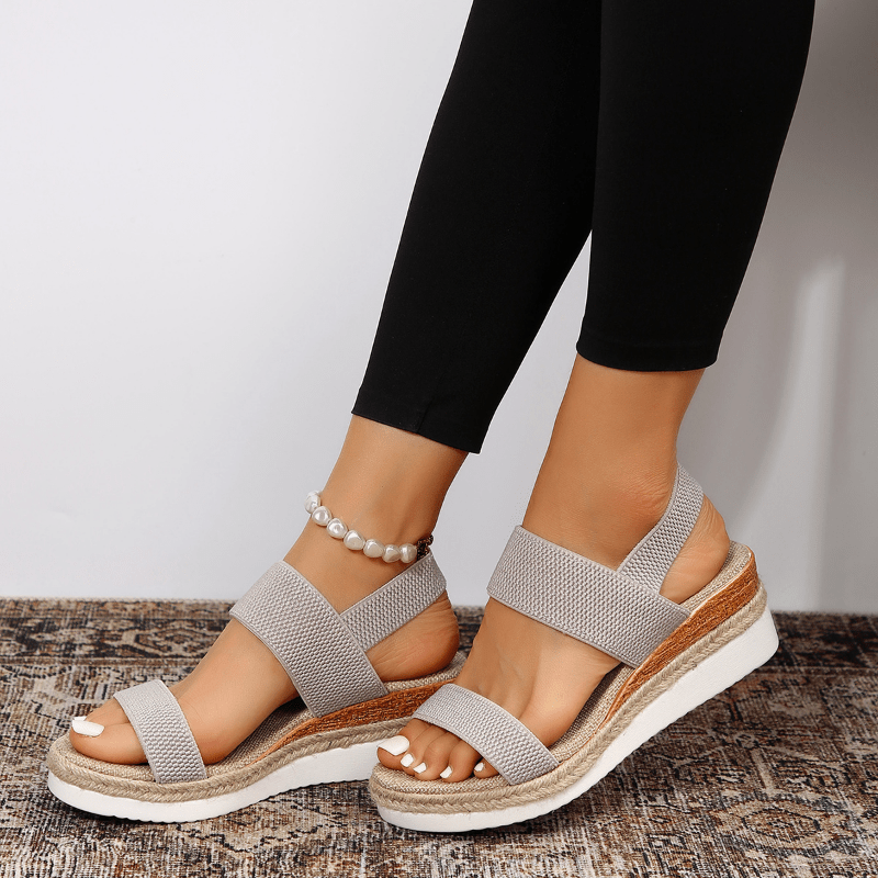 Melyora | Orthopedic Platform Sandals - Beige Leather