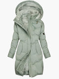 Emma | Long Winter Coat with Hood and Faux Fur - Black