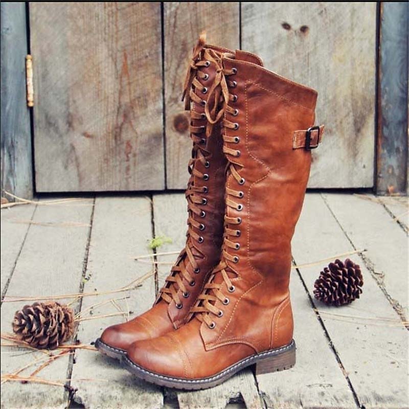 Amelia | Women Tall Lace Up Knee High Boots