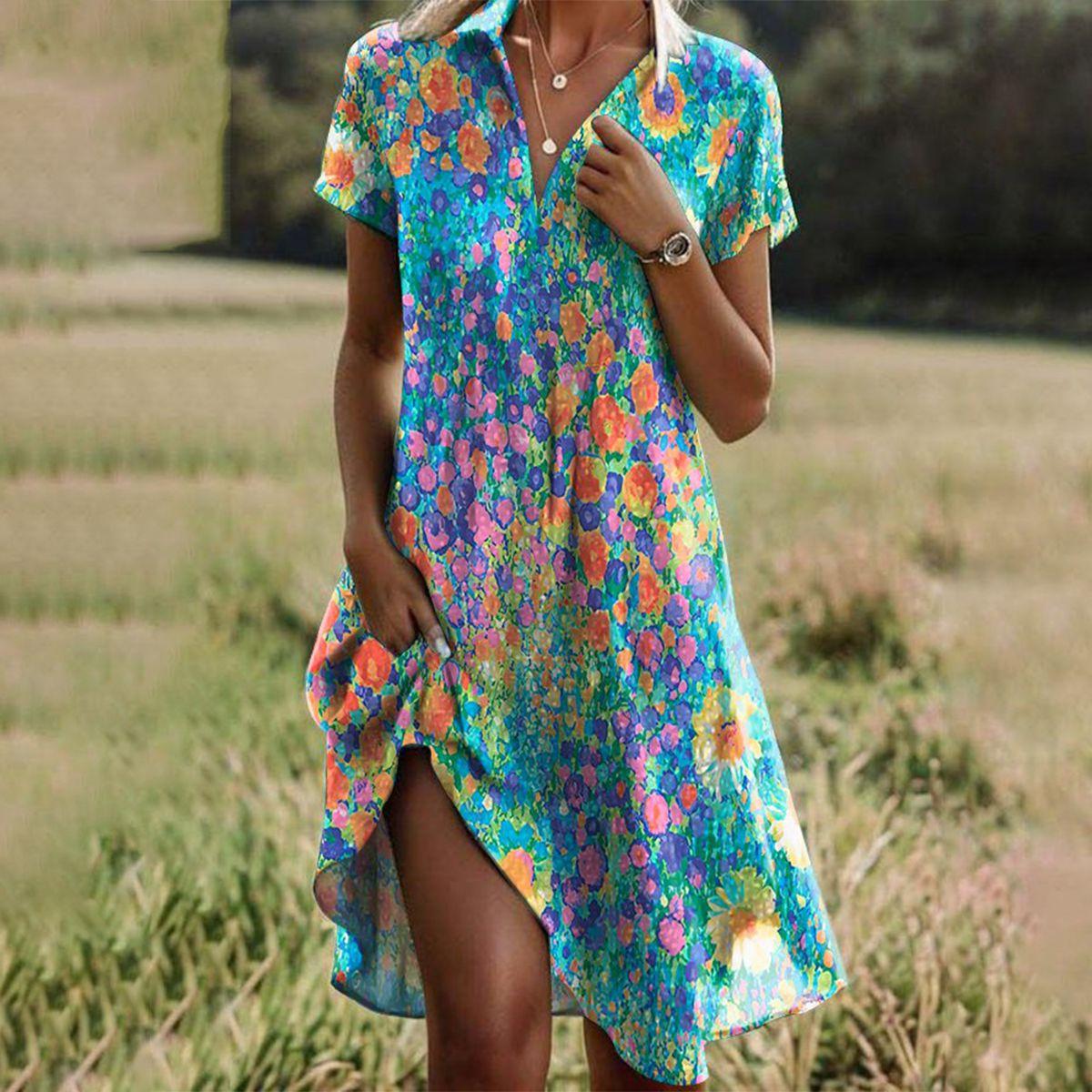 Veronika | Casual Summer Dress - Vibrant Cotton