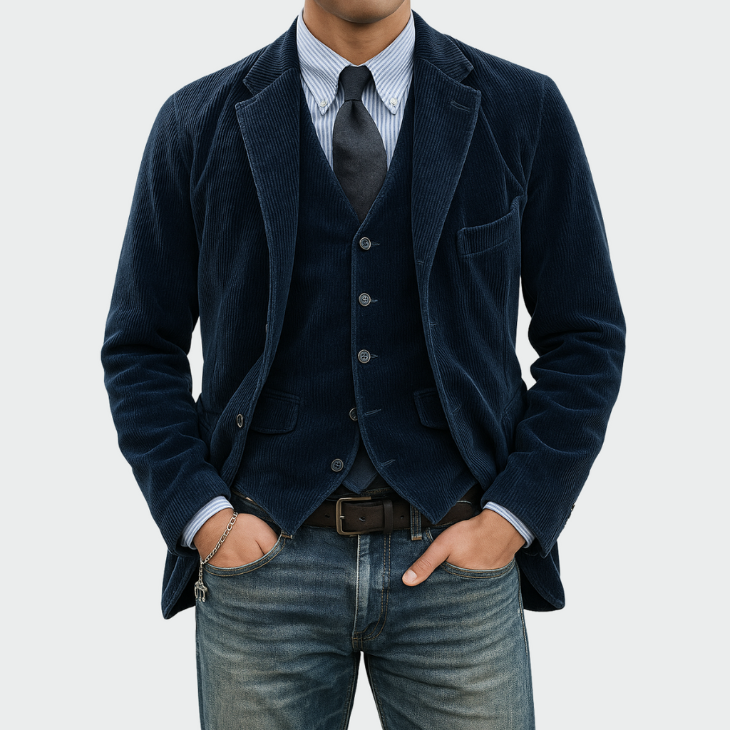 Peter | Blazer and Vest Set - Navy Wool Blend