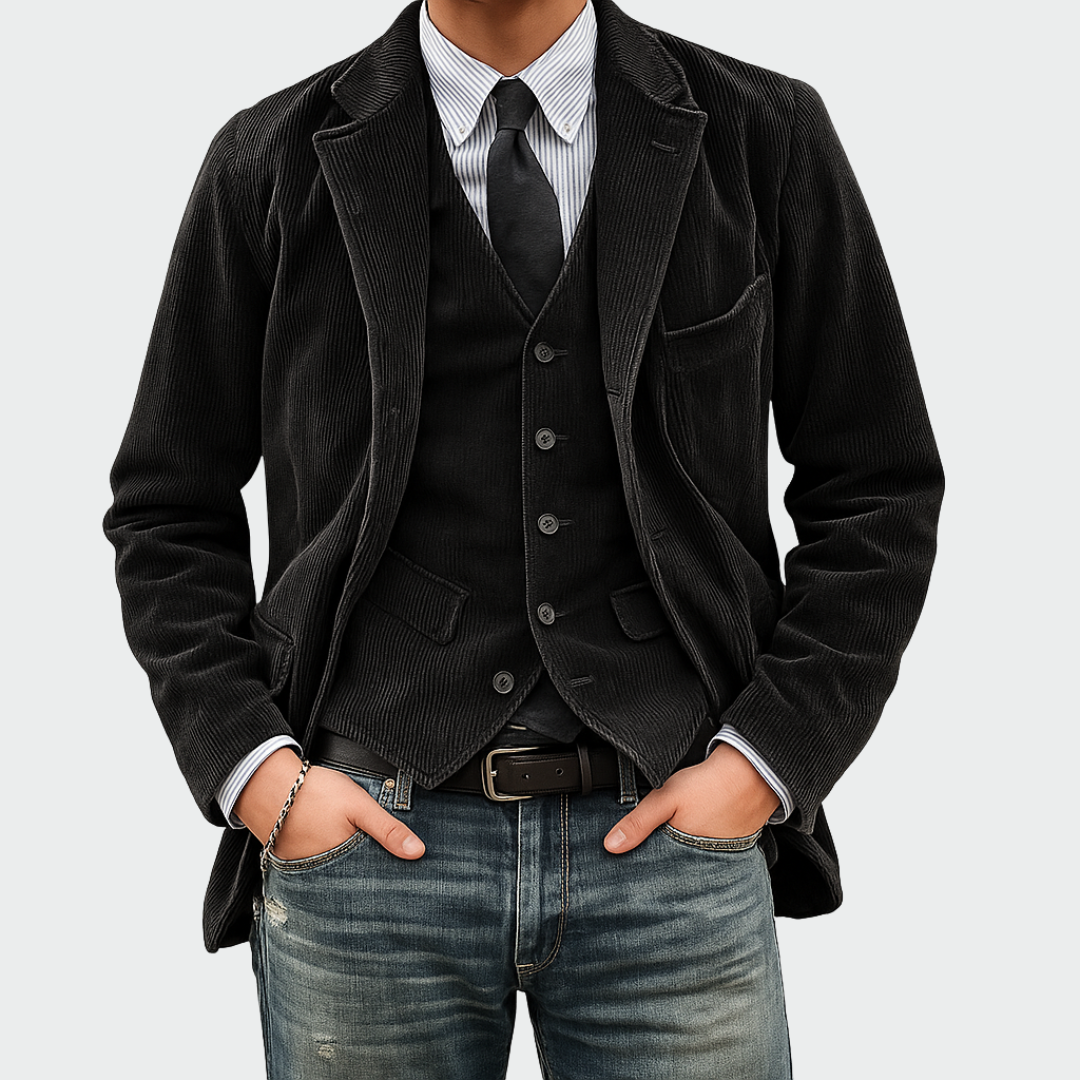 Peter | Blazer and Vest Set - Navy Wool Blend