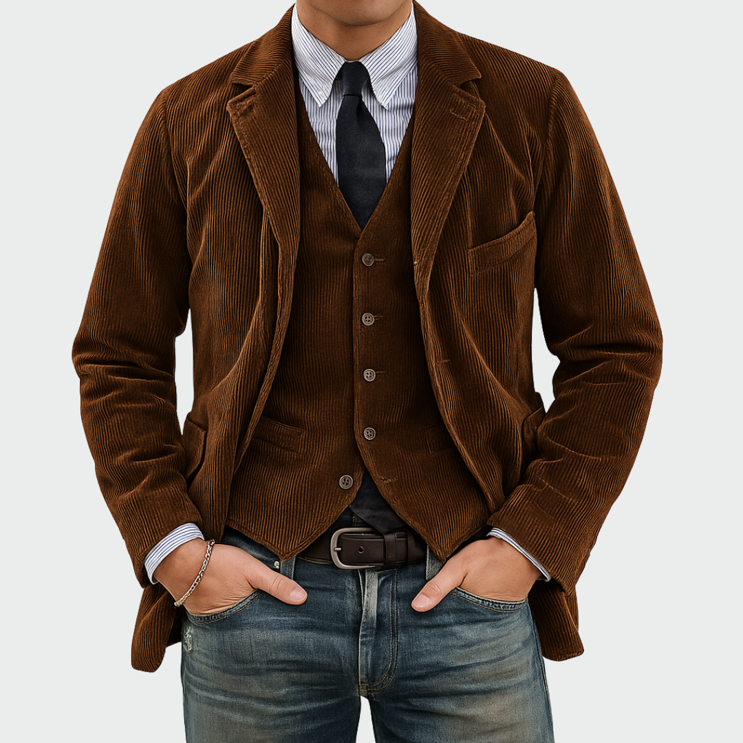 Peter | Blazer and Vest Set - Navy Wool Blend
