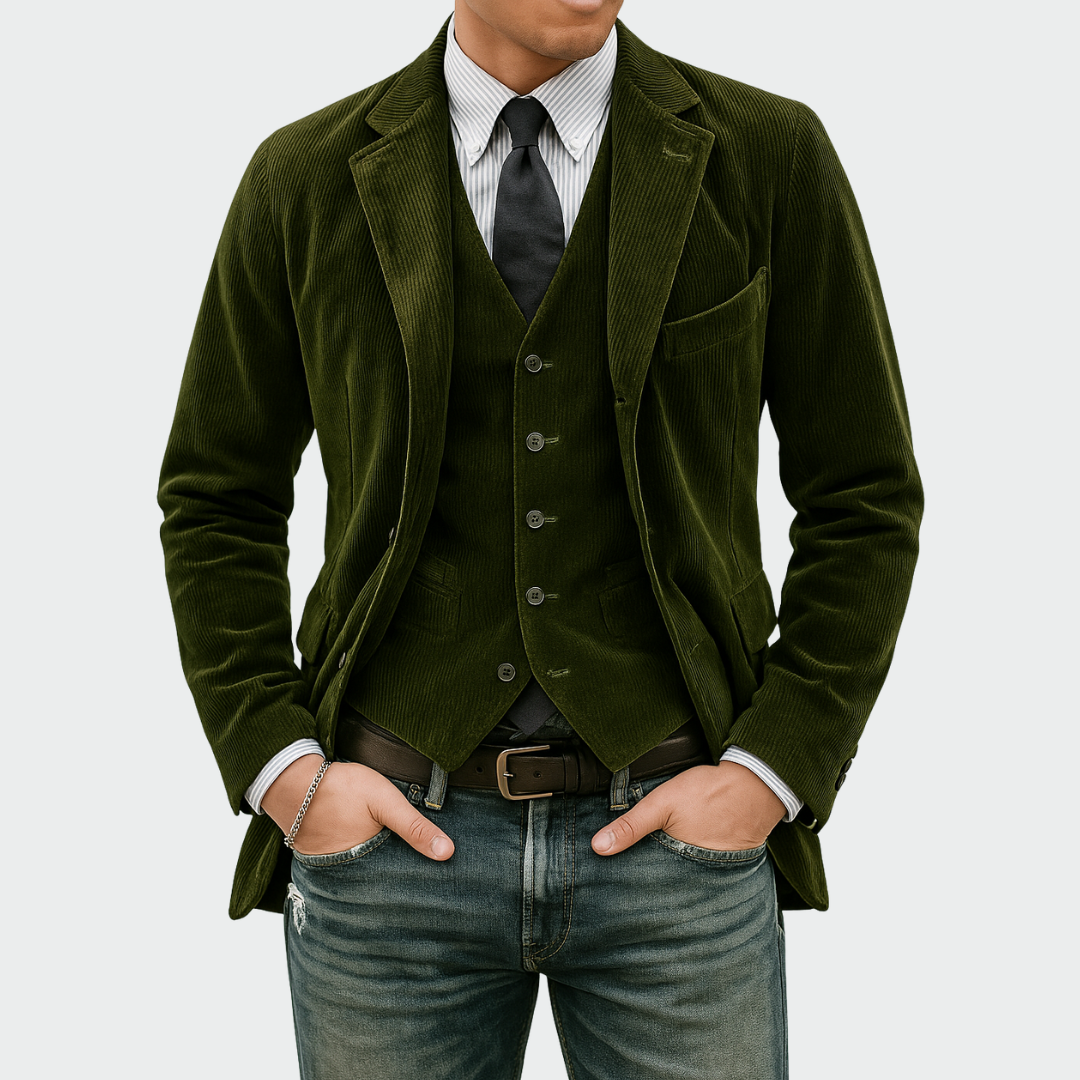 Peter | Blazer and Vest Set - Navy Wool Blend