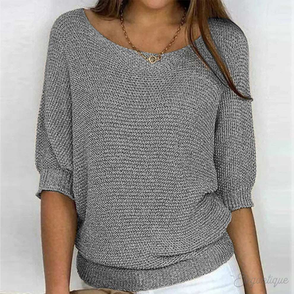 Louisa | Elegant Sweater - Cashmere Blend - Light Grey