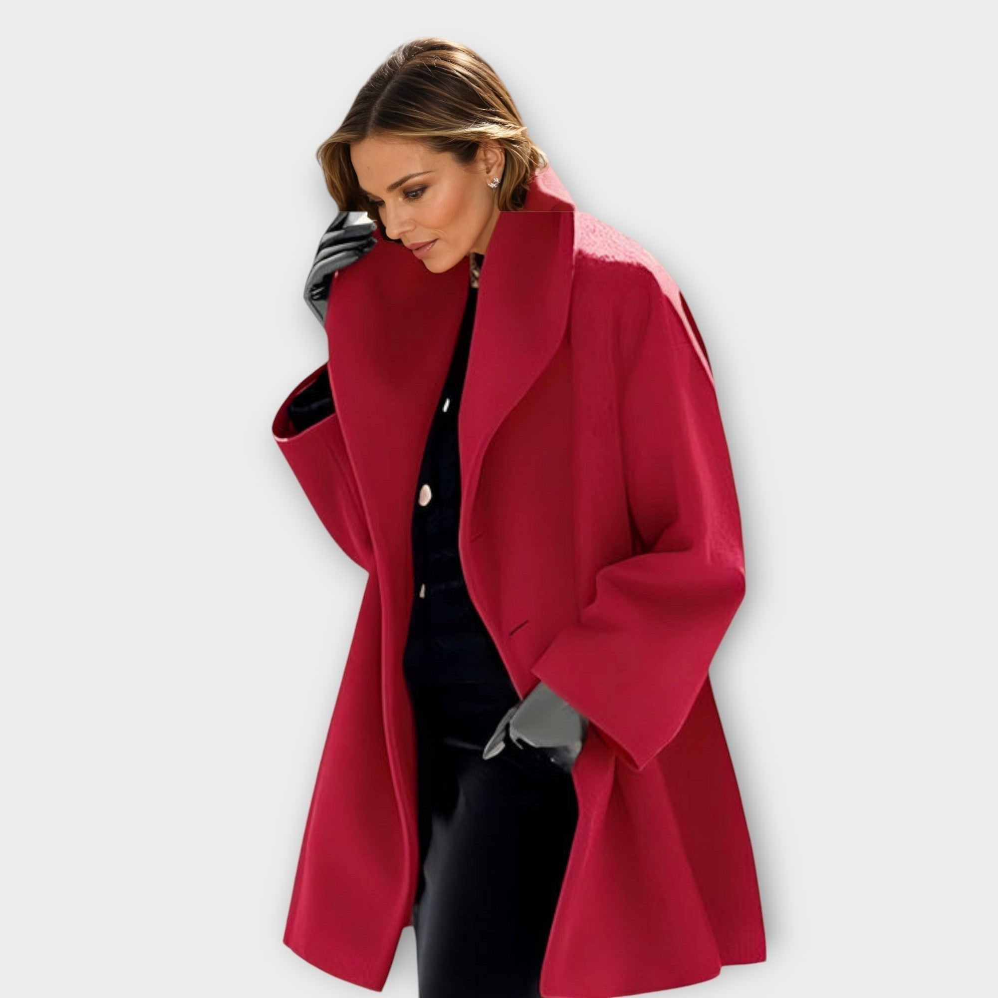 Mia | Windproof Coat Wrap Style Long Length Winter Outerwear - Black