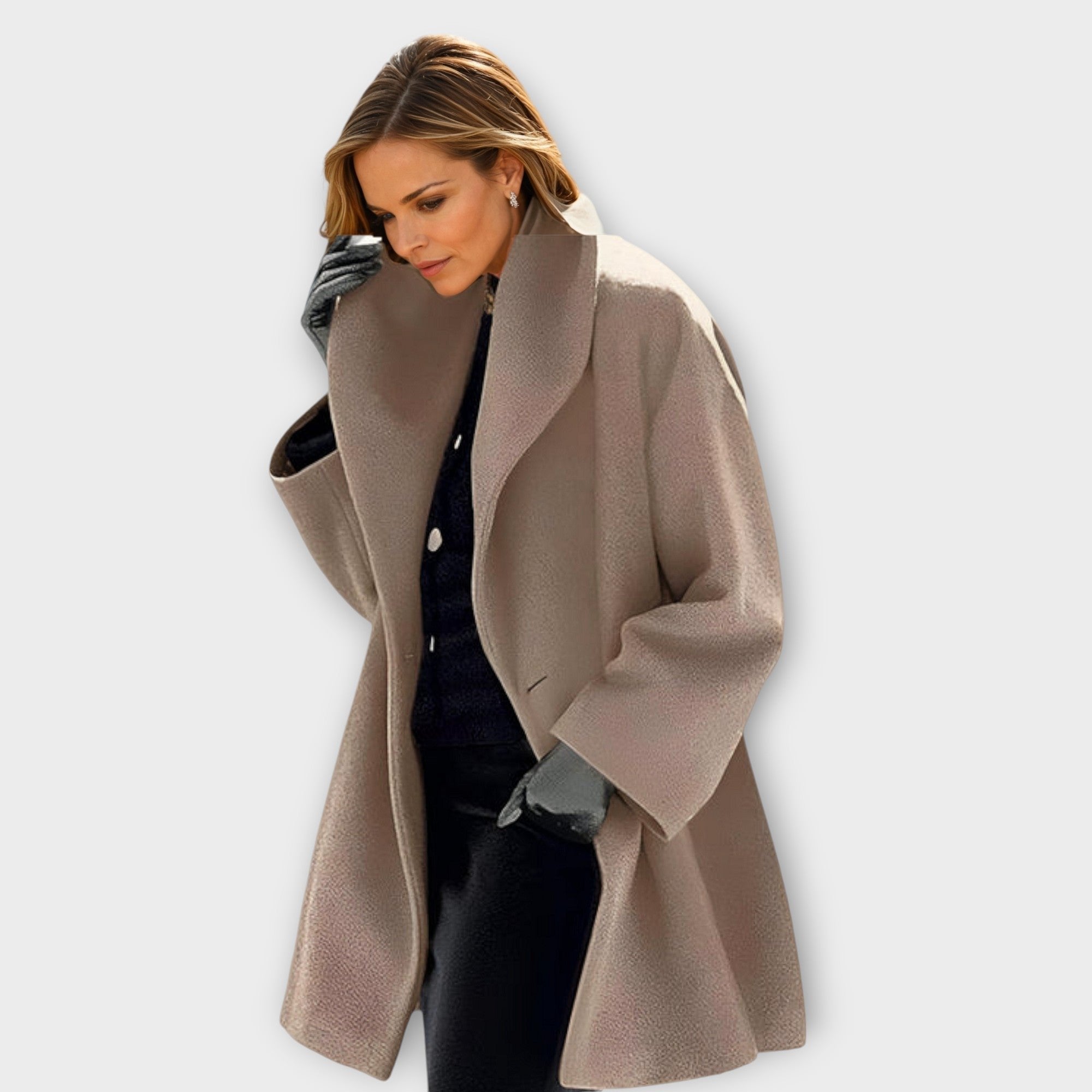 Mia | Windproof Coat Wrap Style Long Length Winter Outerwear - Black