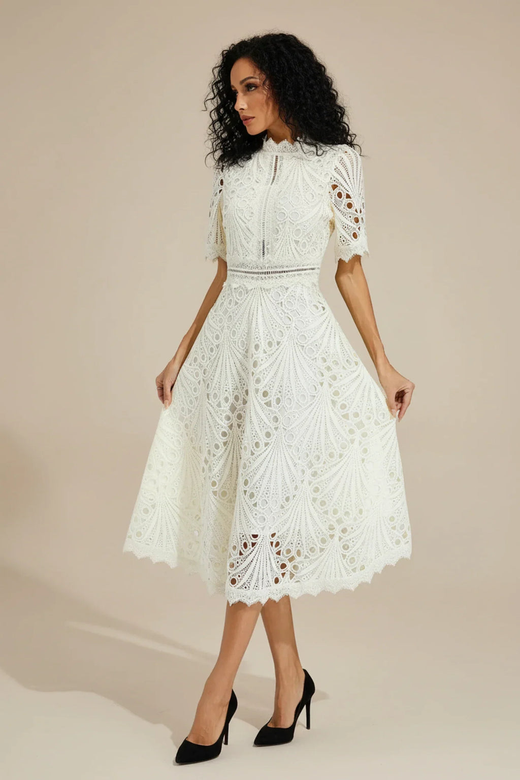 Audrey | Fit and Flare Dress - Blush Pink Cotton Blend