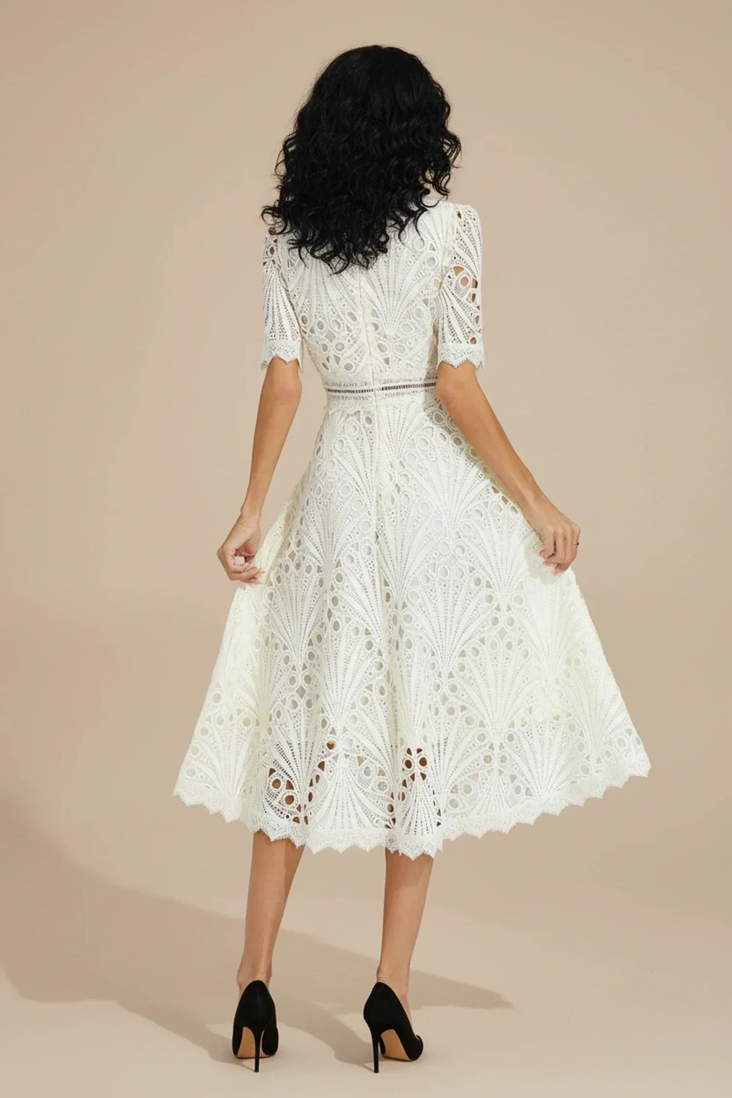 Audrey | Fit and Flare Dress - Blush Pink Cotton Blend